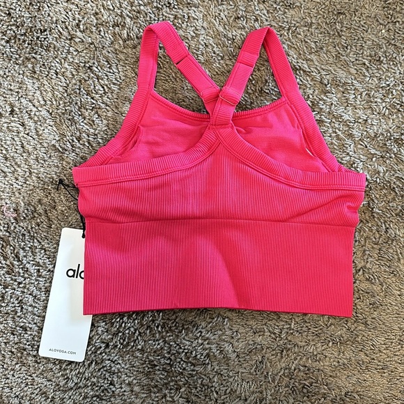 NWT Alo Yoga Seamless Ribbed Favorite Bra Tank Pink Summer Crush - Picture 6 of 6